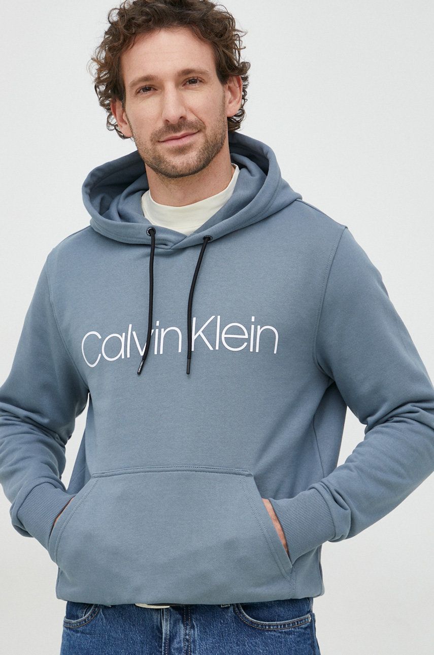 Levně Bavlněná mikina Calvin Klein pánská, s kapucí, s potiskem