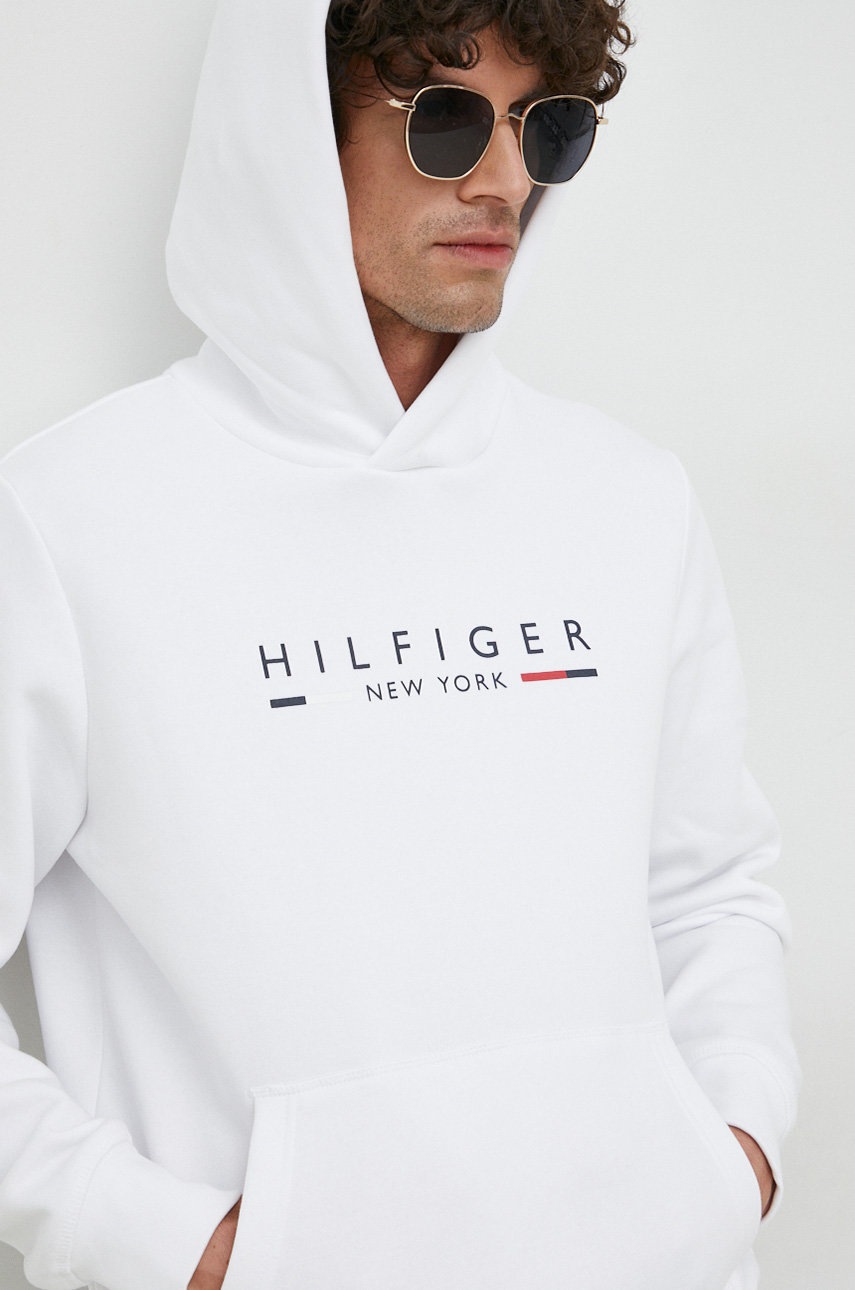 

Кофта Tommy Hilfiger мужская цвет белый с капюшоном с принтом