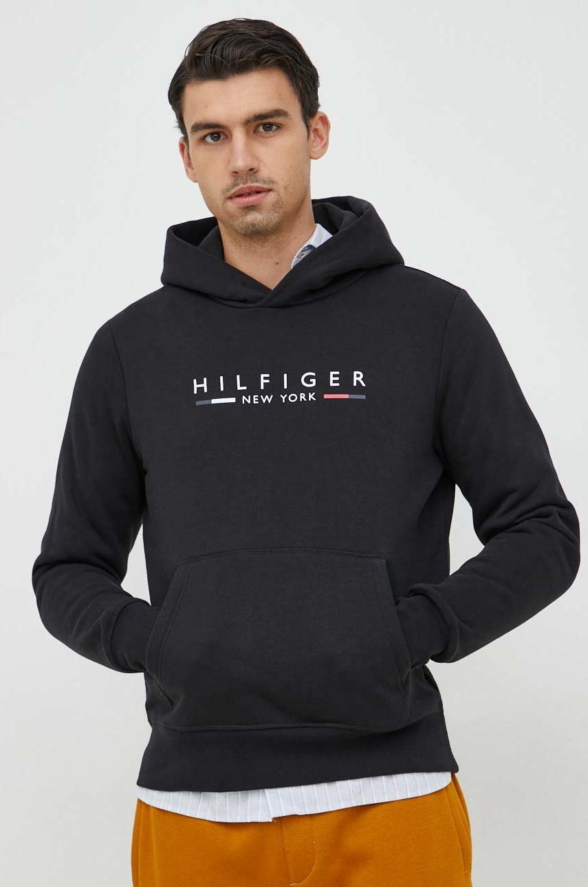 

Кофта Tommy Hilfiger чоловіча колір чорний з капюшоном з принтом