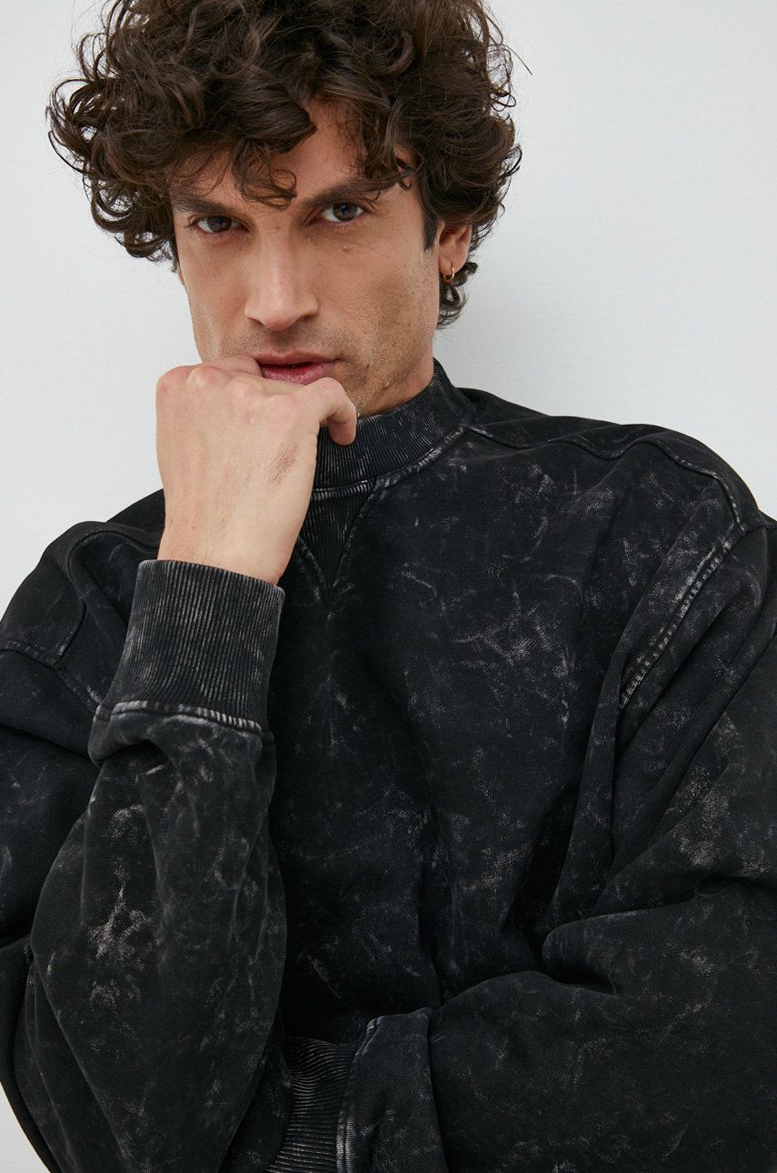 BOSS bluza bawełniana BOSS ORANGE męska kolor czarny wzorzysta