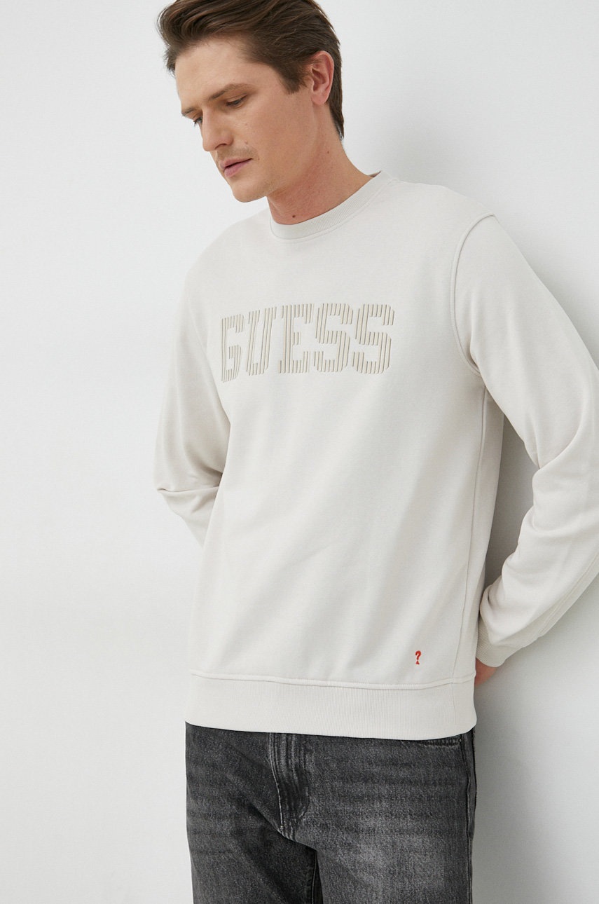 

Кофта Guess чоловіча колір бежевий з принтом