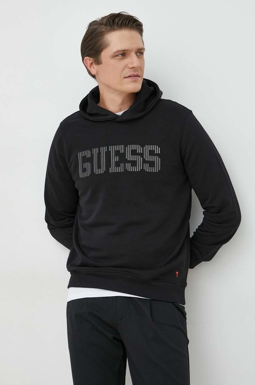 

Кофта Guess мужская цвет чёрный с капюшоном с принтом