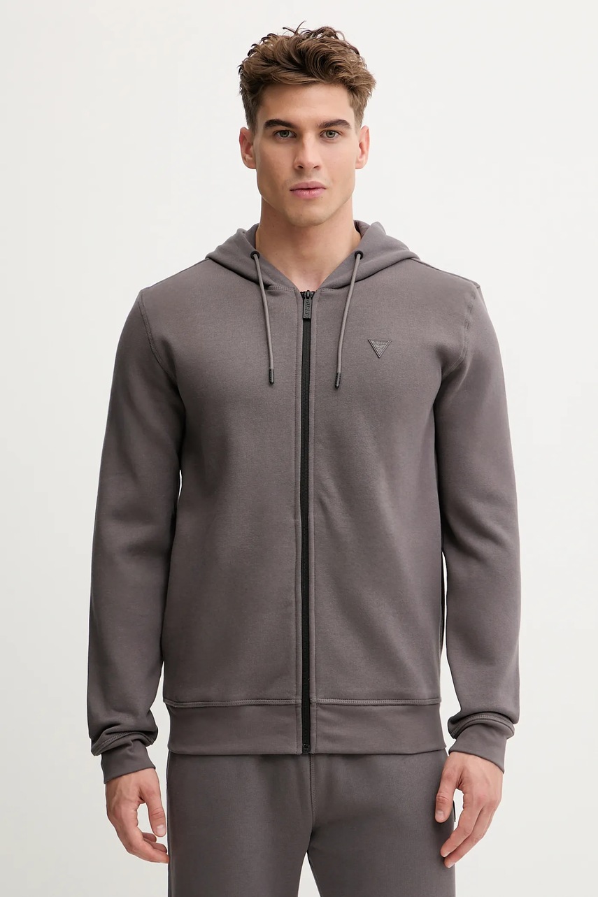 Levně Mikina Guess ALDWIN pánská, tmavomodrá barva, s kapucí, Z2YQ28 K9V31