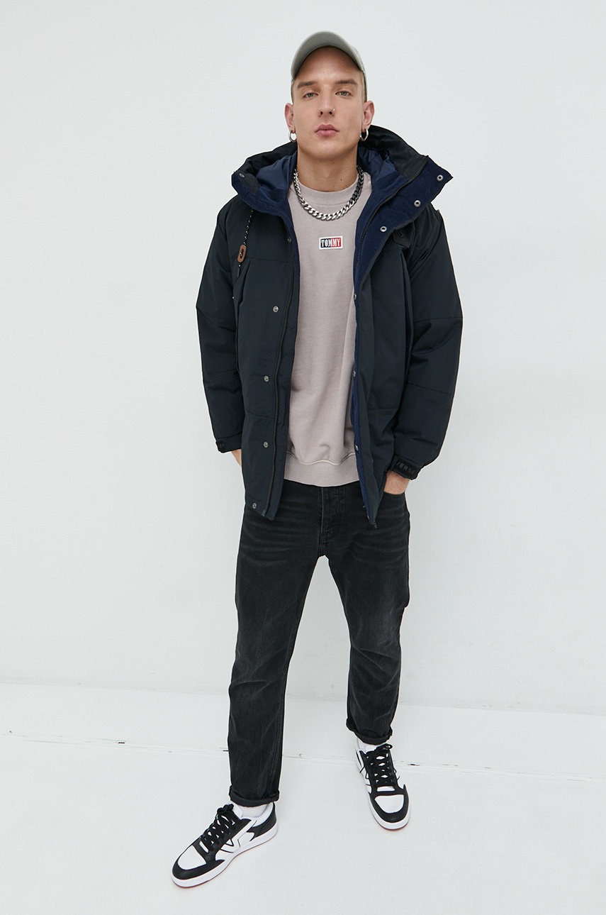 

Хлопковая кофта Tommy Jeans мужская цвет бежевый с аппликацией