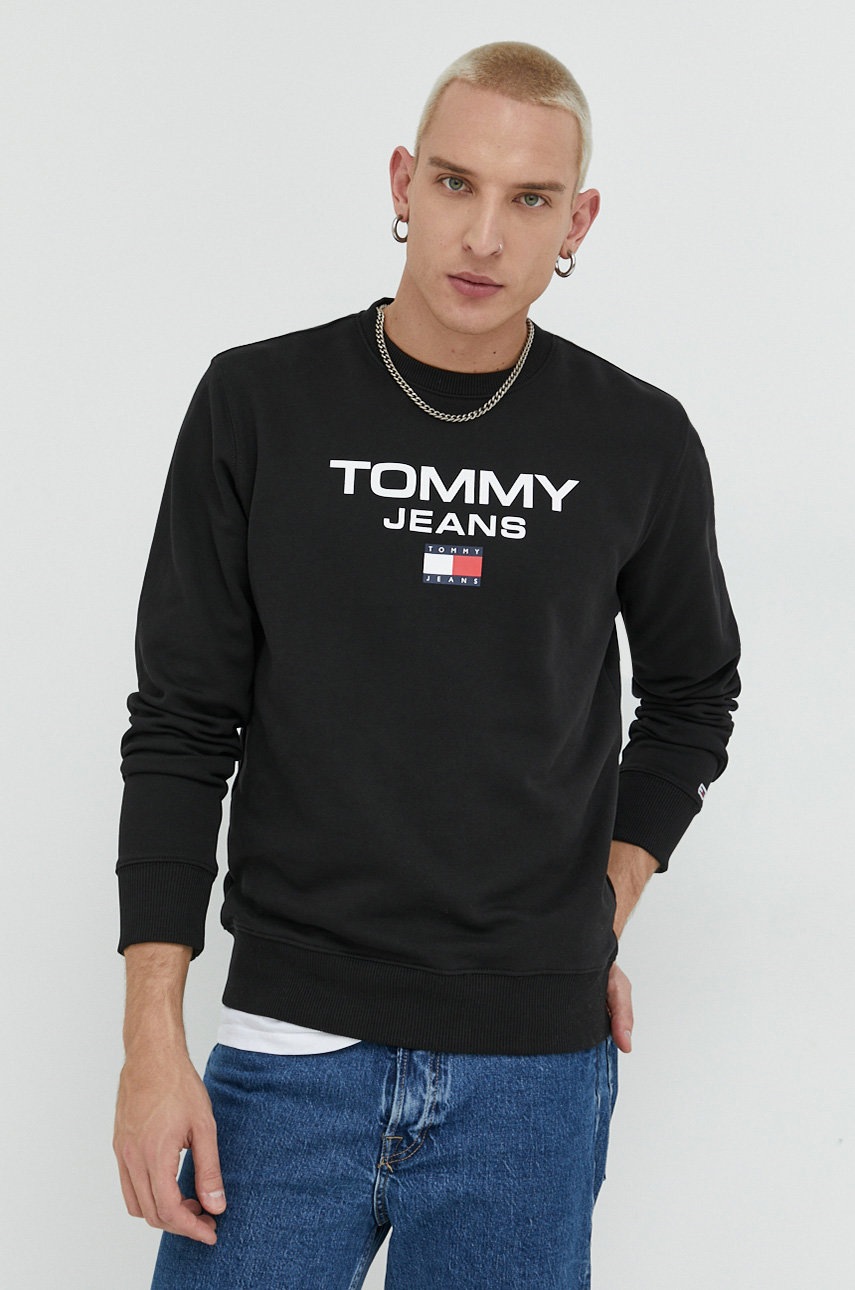 

Бавовняна кофта Tommy Jeans чоловіча колір чорний з принтом