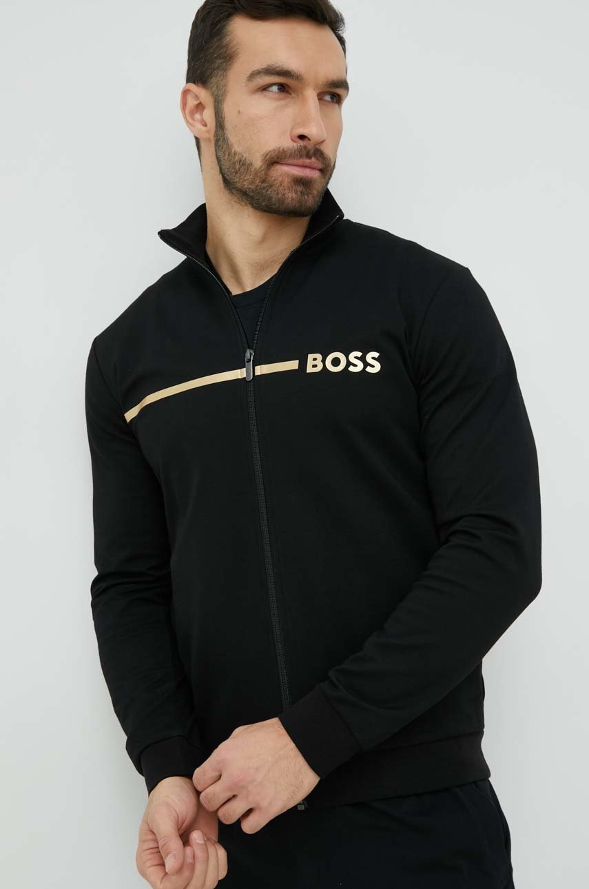 

Кофта лаунж BOSS чоловіча колір чорний з принтом