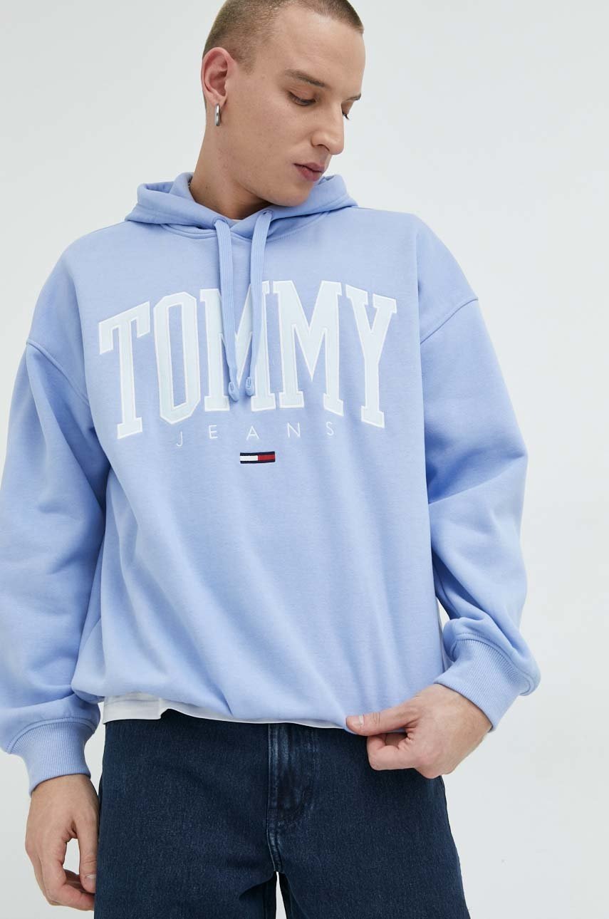 

Суичър Tommy Jeans в синьо с качулка с апликация, Син