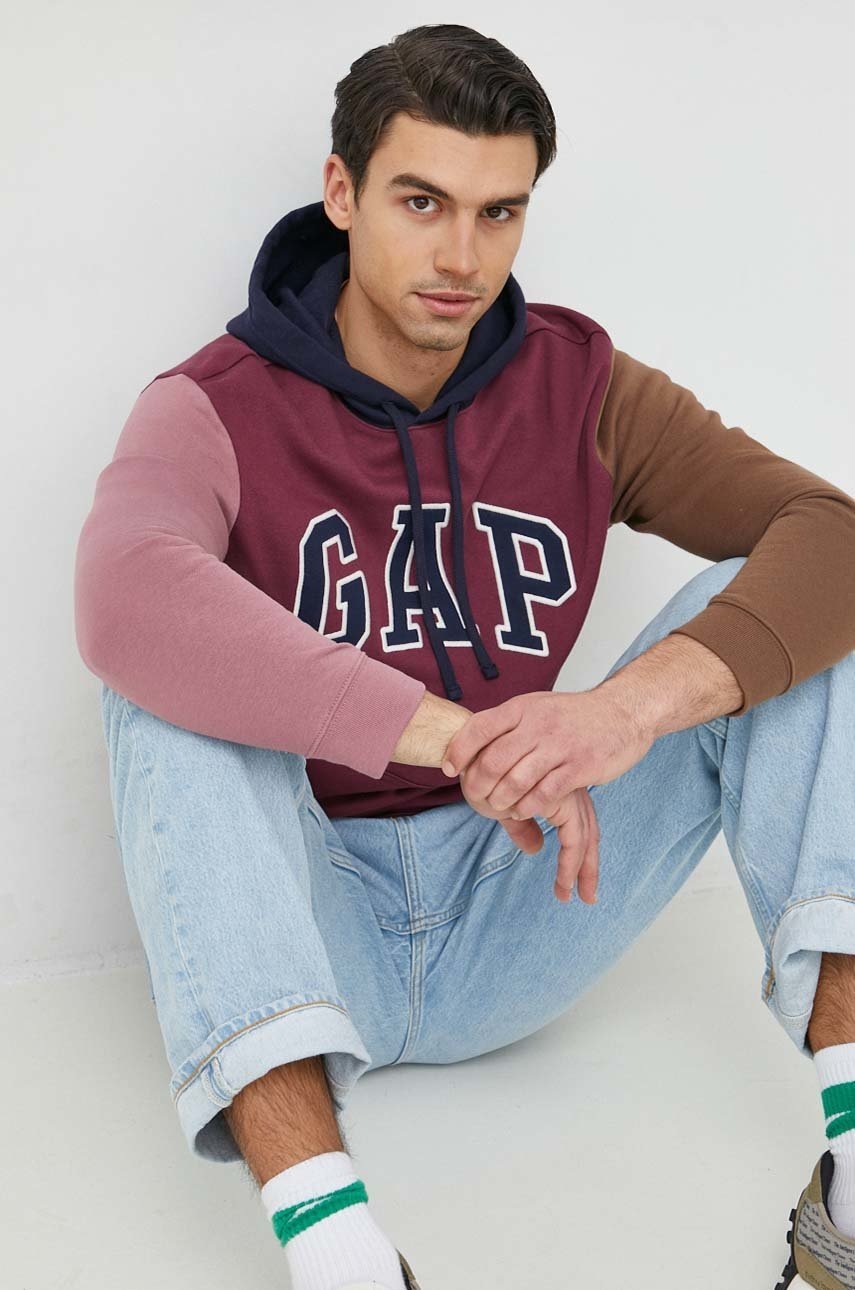 

Суичър GAP в лилаво с качулка с десен, Виолетов