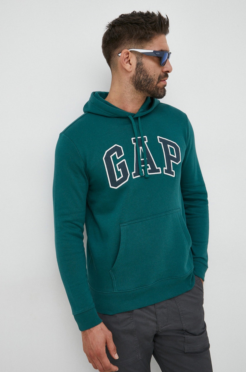 

Суичър GAP в зелено с качулка с апликация, Зелен