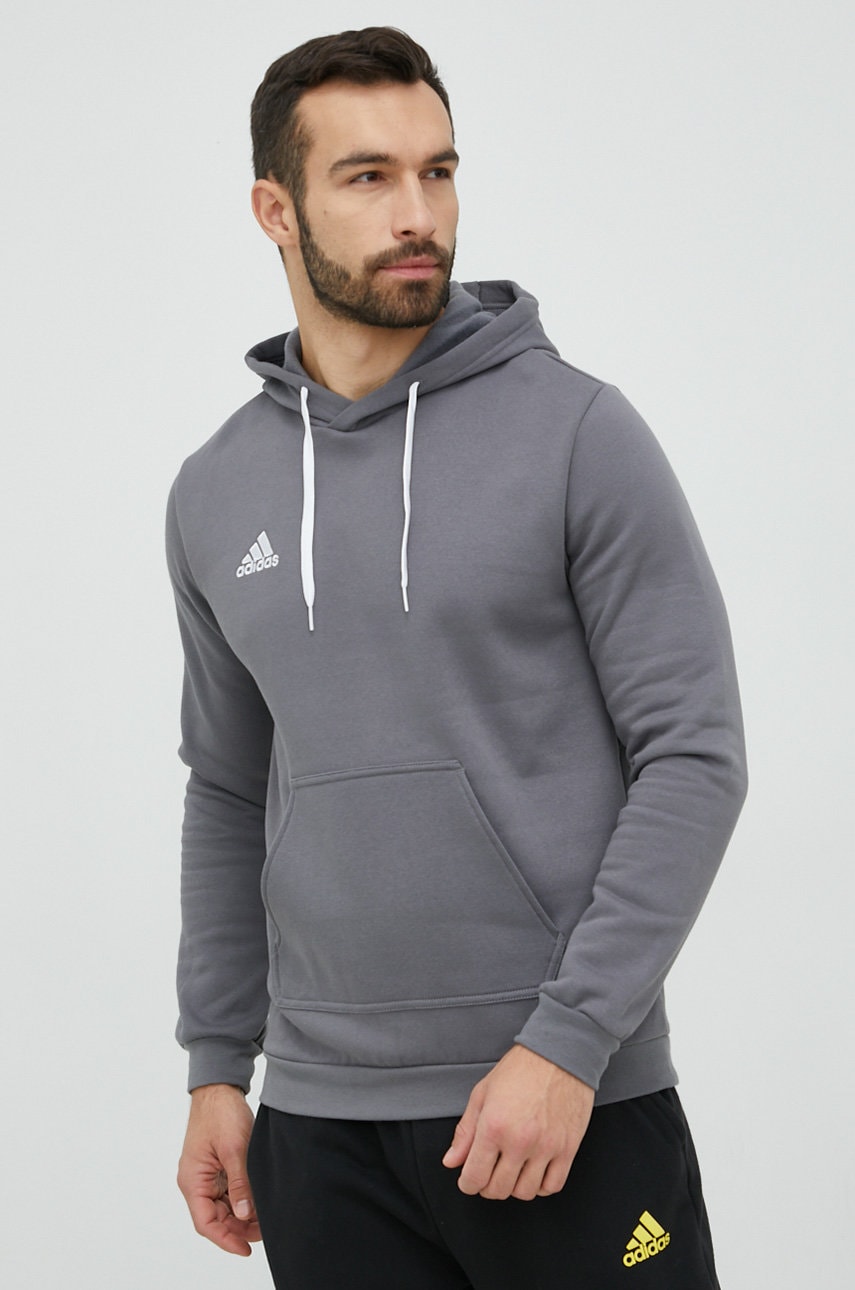 adidas Performance bluză bărbați, culoarea gri, cu glugă, uni HB0578