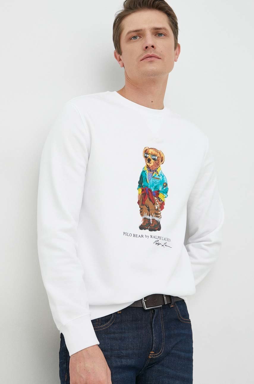

Суичър Polo Ralph Lauren в бяло с принт, Бял
