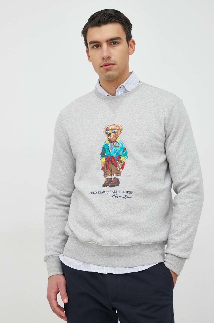 

Кофта Polo Ralph Lauren мужская цвет серый с принтом