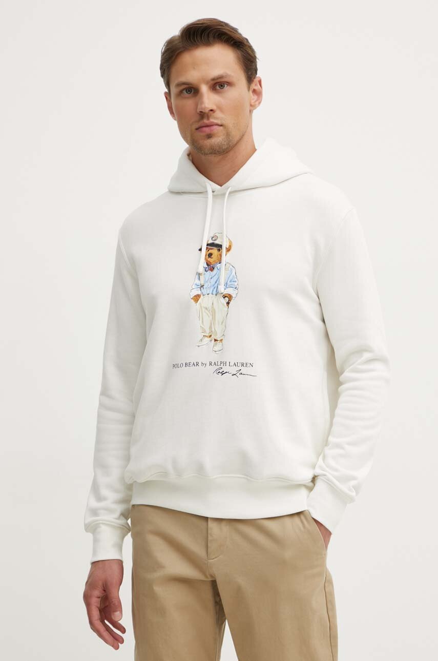 

Суичър Polo Ralph Lauren в бяло с качулка с принт, Бял