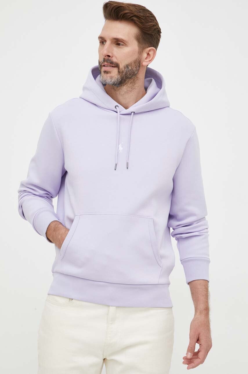 

Кофта Polo Ralph Lauren чоловіча колір фіолетовий з капюшоном однотонна