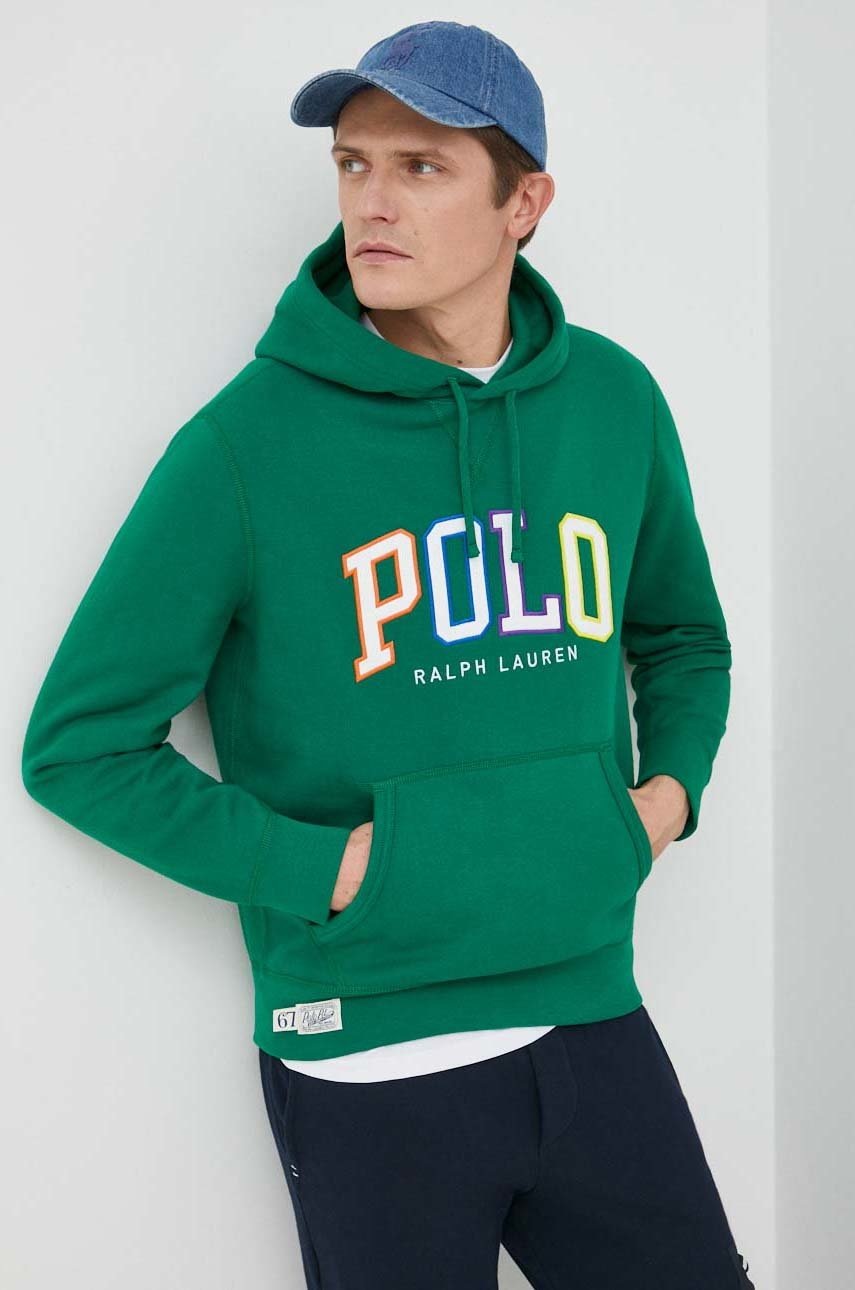 

Суичър Polo Ralph Lauren в зелено с качулка с апликация, Зелен