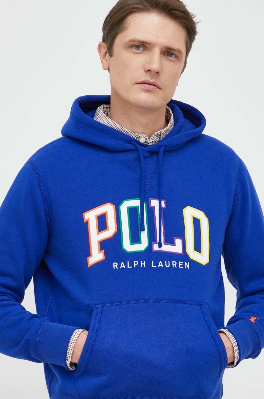 

Суичър Polo Ralph Lauren с качулка с апликация, Син