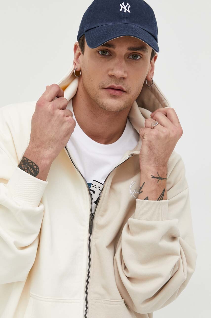

Кофта Karl Kani чоловіча колір бежевий з капюшоном візерунок