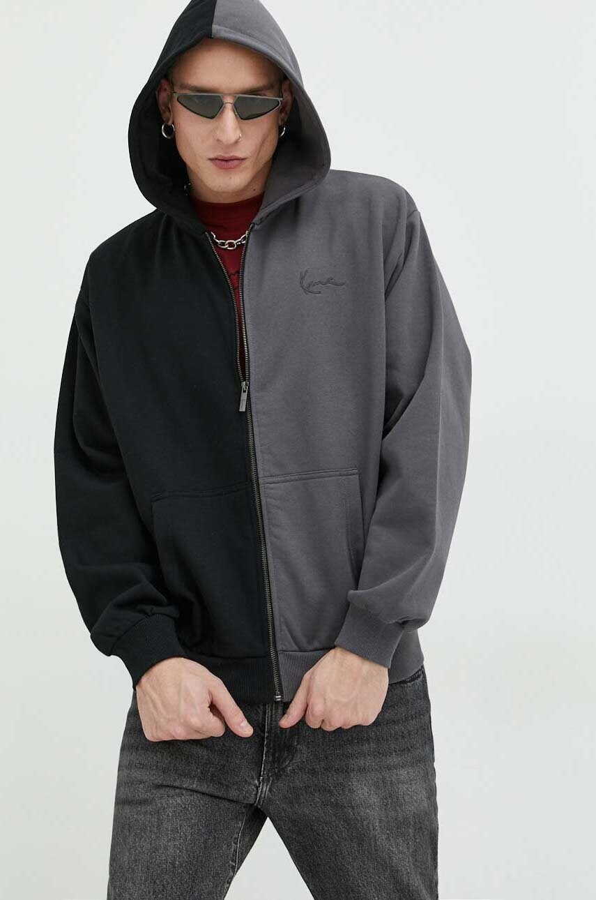 

Кофта Karl Kani мужская цвет чёрный с капюшоном однотонная 6021392-black
