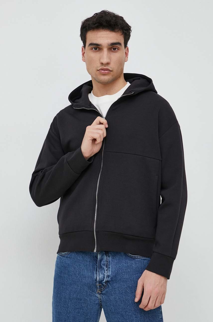 

Суичър Calvin Klein в черно с качулка с изчистен дизайн, Черен