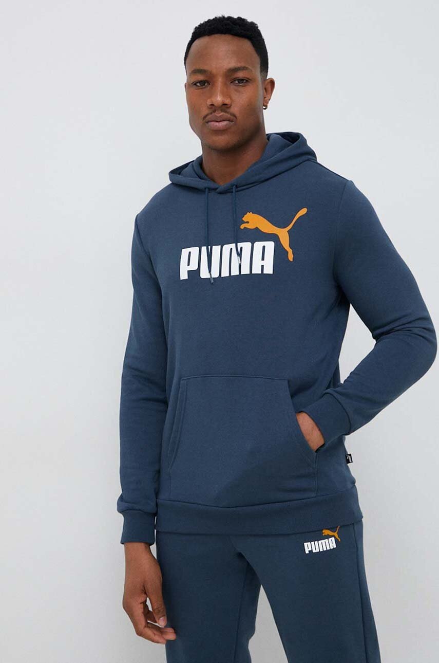 

Суичър Puma в тъмносиньо с качулка с принт, Тъмносин