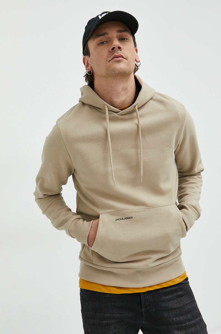 

Суичър Jack & Jones в бежово с качулка с изчистен дизайн, Бежов