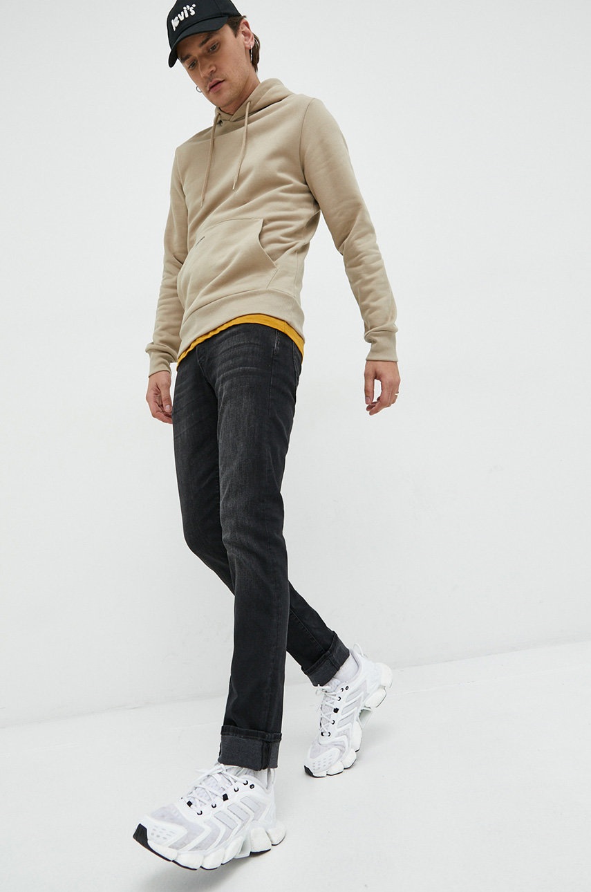 

Кофта Jack & Jones мужская цвет бежевый с капюшоном однотонная