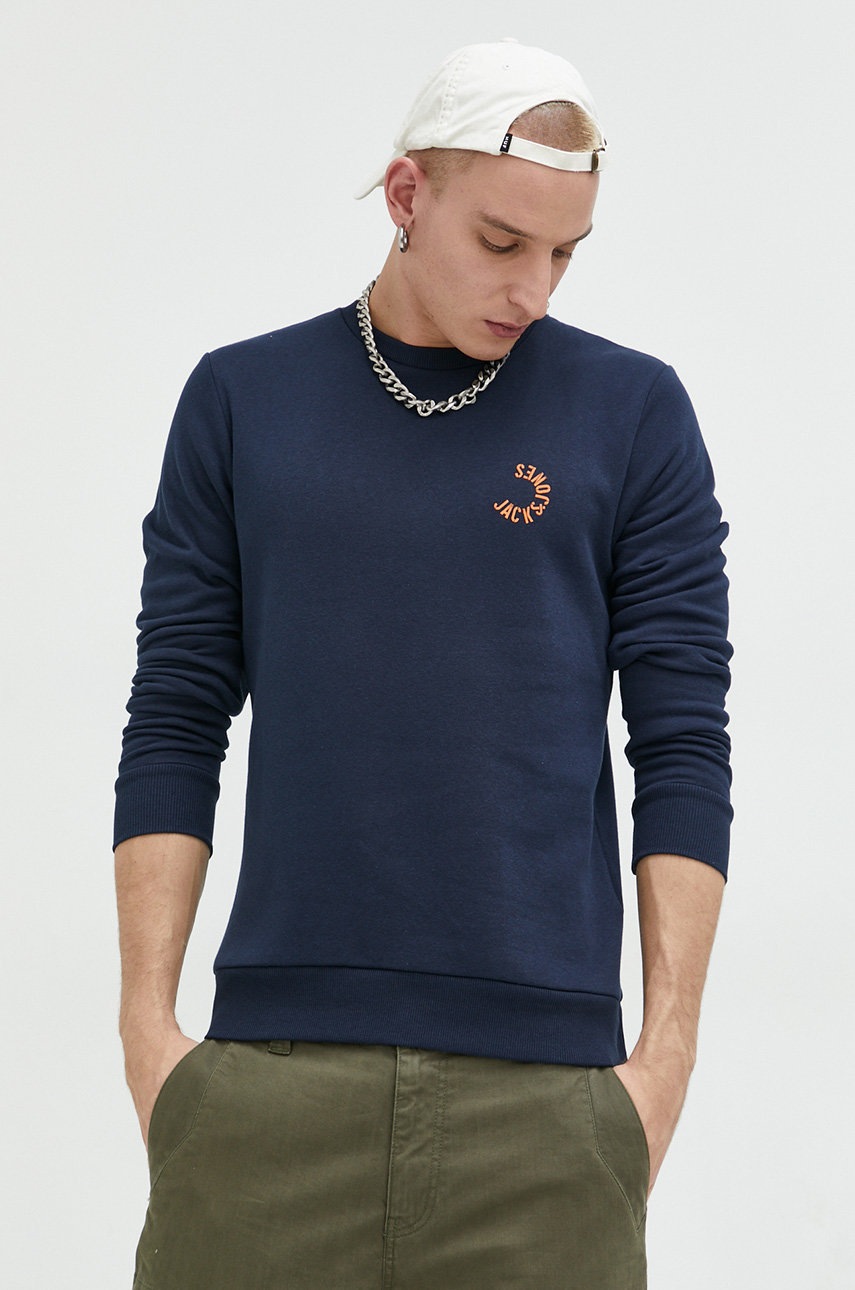 

Кофта Jack & Jones JCOBLUR PANEL SWEAT CREW NECK FST чоловіча колір синій з принтом 12225433