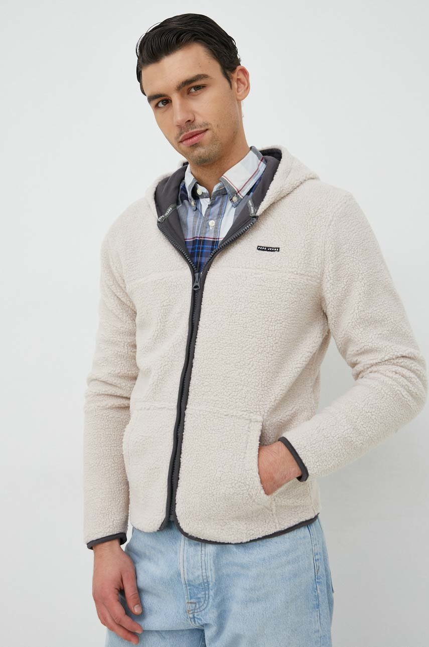 

Суичър Pepe Jeans Sauro в бежово с качулка с изчистен дизайн, Бежов