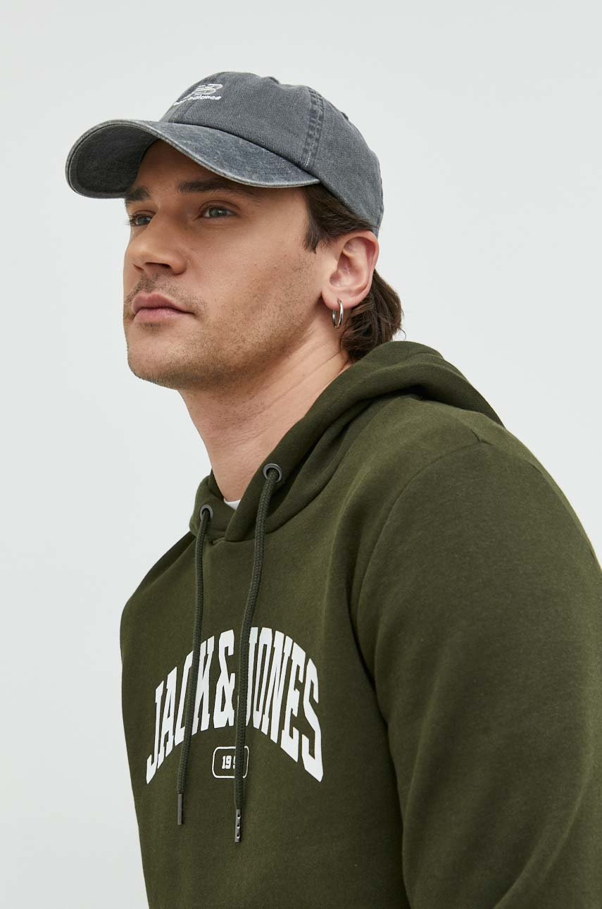 

Кофта Premium by Jack&Jones чоловіча колір зелений з капюшоном з принтом