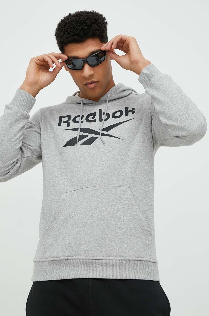 Bluza Reebok Moška, Siva Barva, S Kapuco