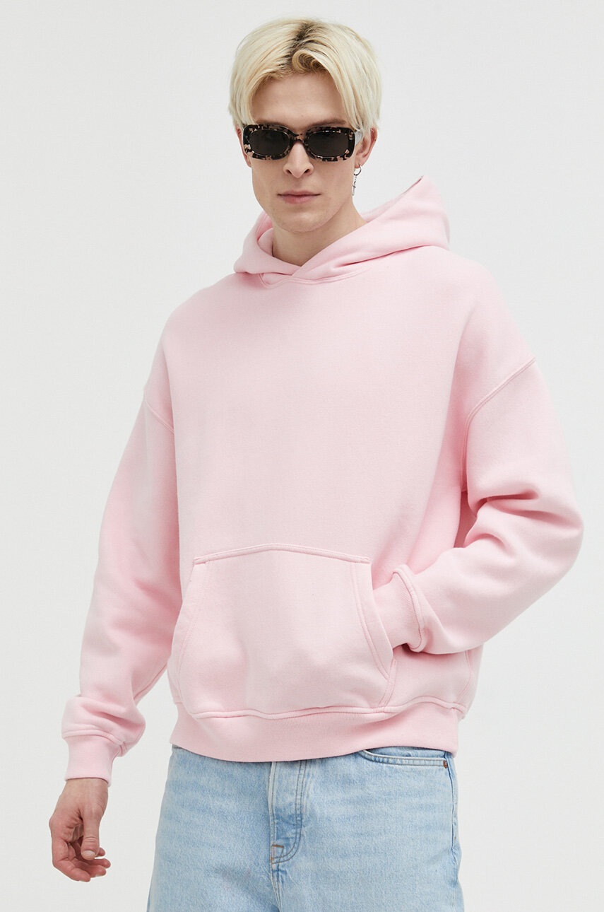 

Суичър Abercrombie & Fitch в розово с качулка с изчистен дизайн, Розов