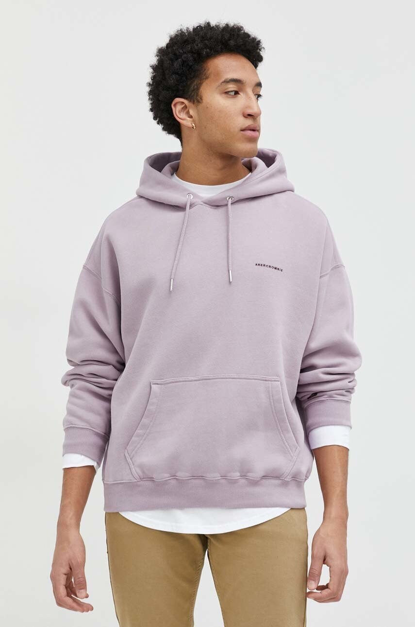 Abercrombie & fitch bluza barbati, culoarea roz, cu glugă, neted