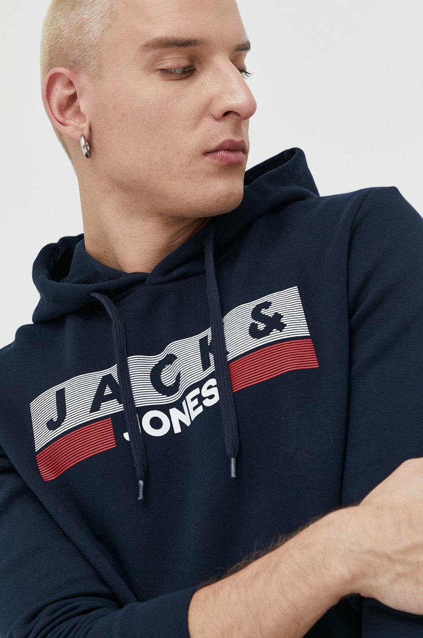 

Суичър Jack & Jones JJECORP в тъмносиньо с качулка с принт 12152840, Тъмносин