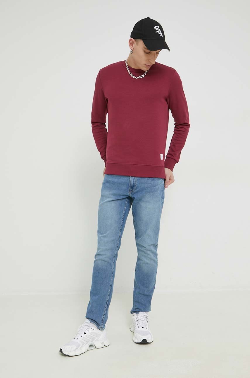 

Кофта Jack & Jones JJEBASIC мужская цвет бордовый однотонная