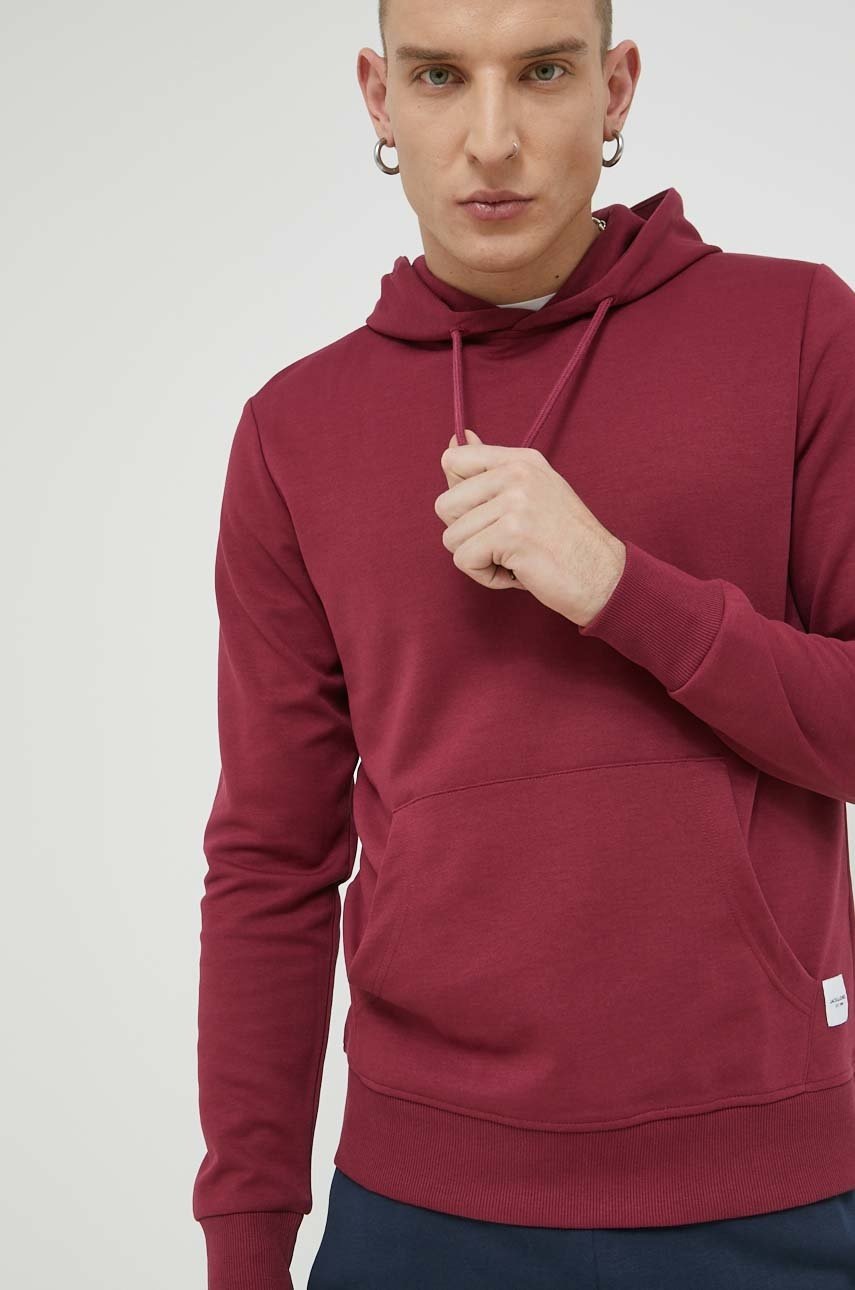 

Суичър Jack & Jones JJEBASIC в бордо с качулка с изчистен дизайн