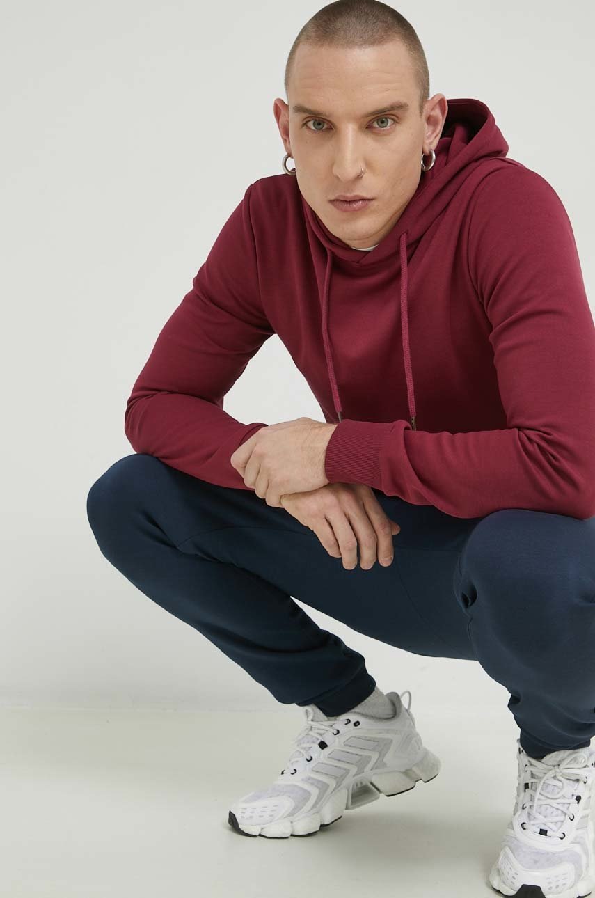 

Кофта Jack & Jones JJEBASIC чоловіча колір бордовий з капюшоном однотонна