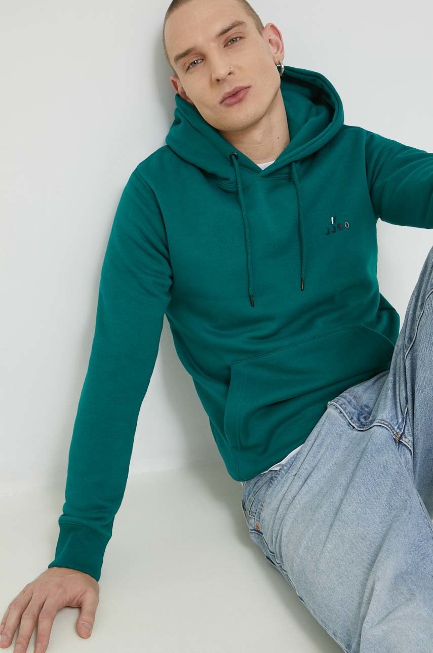 

Кофта Jack & Jones JJEJOE мужская цвет зелёный с капюшоном с принтом 12223229