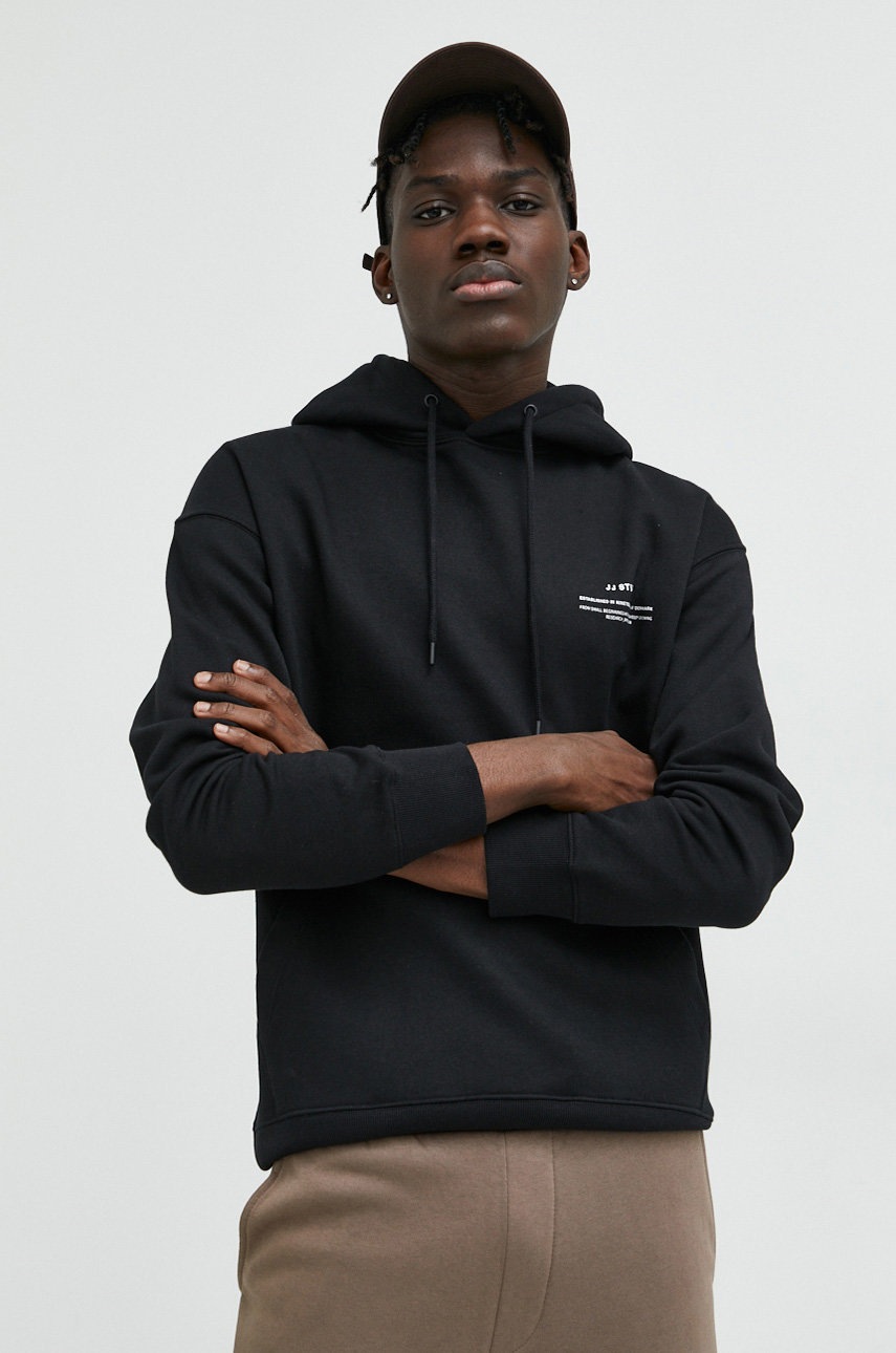 

Кофта Jack & Jones JJEFELIX чоловіча колір чорний з капюшоном з принтом 12226495