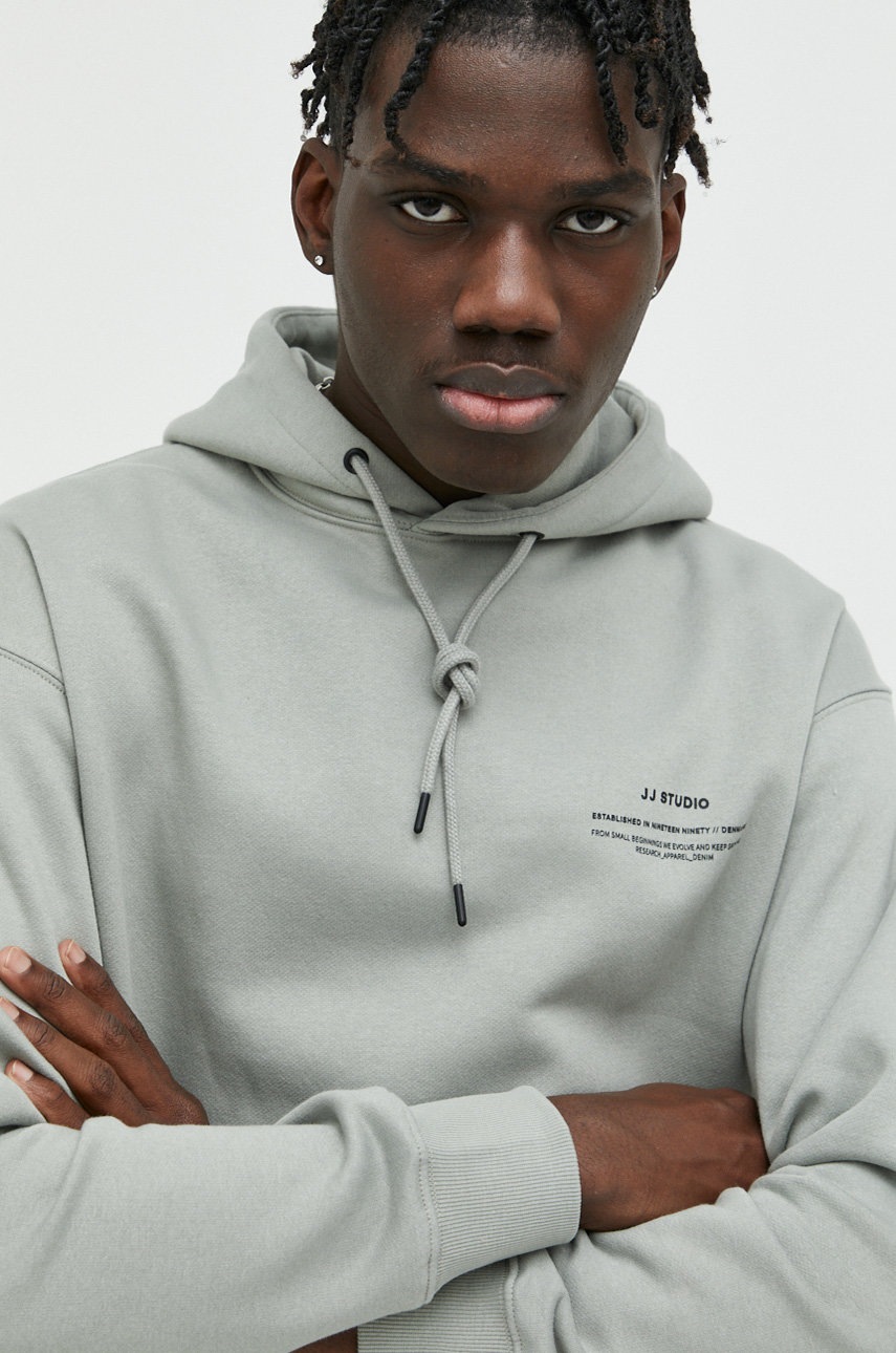 

Кофта Jack & Jones JJEFELIX чоловіча колір зелений з капюшоном з принтом