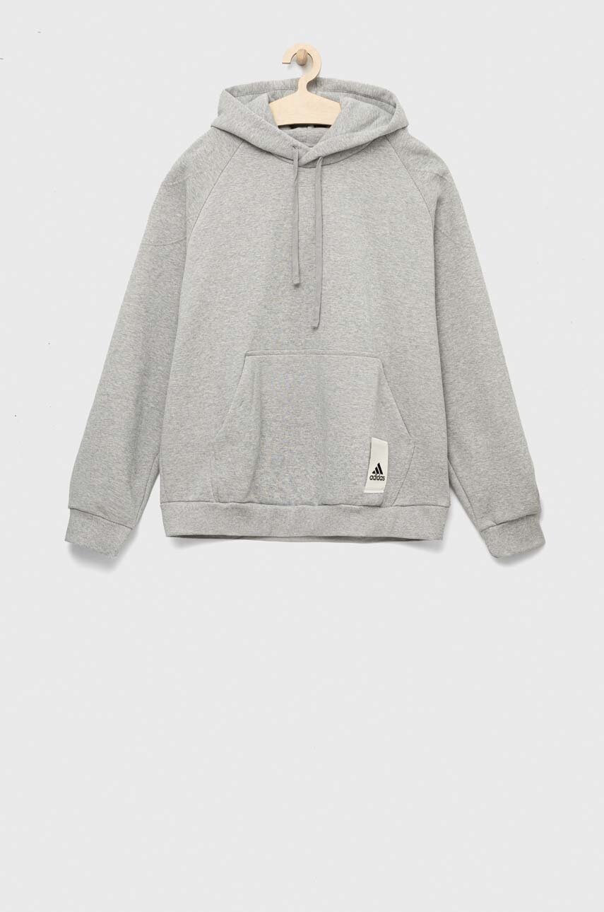 

Кофта adidas чоловіча колір сірий з капюшоном меланж