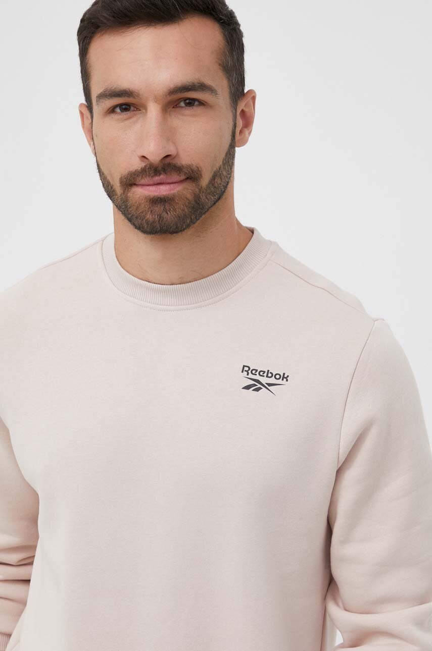 

Кофта Reebok чоловіча колір бежевий з принтом