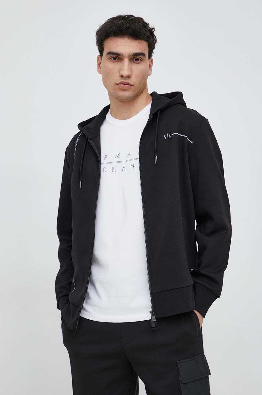 

Суичър Armani Exchange в черно с качулка с принт, Черен