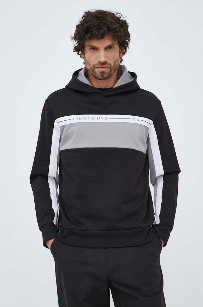 

Кофта Armani Exchange чоловіча колір чорний з капюшоном візерунок
