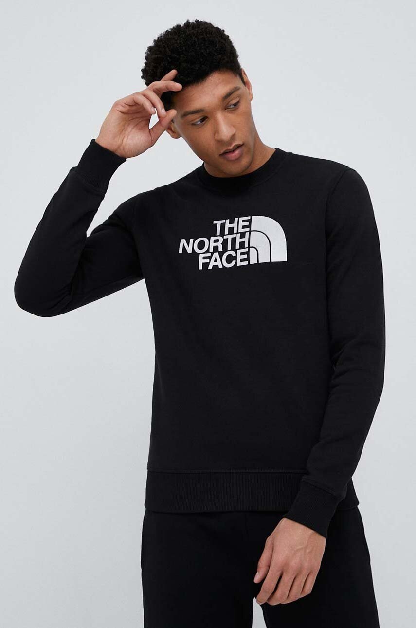 

Памучен суичър The North Face в черно с апликация, Черен