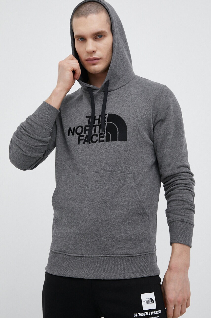 The north face bluză barbati, culoarea gri, cu glugă, cu imprimeu nf00a0tegvd1-gvd1