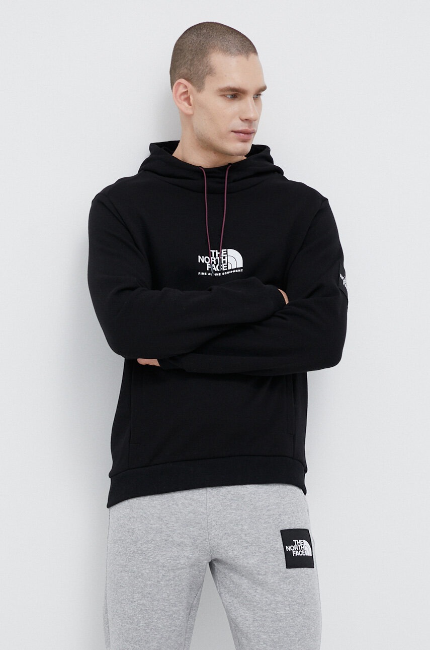 

Хлопковая кофта The North Face мужская цвет чёрный с капюшоном с принтом