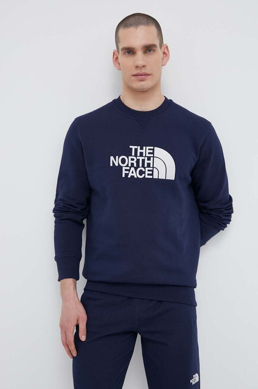 

Памучен суичър The North Face в тъмносиньо с апликация, Тъмносин