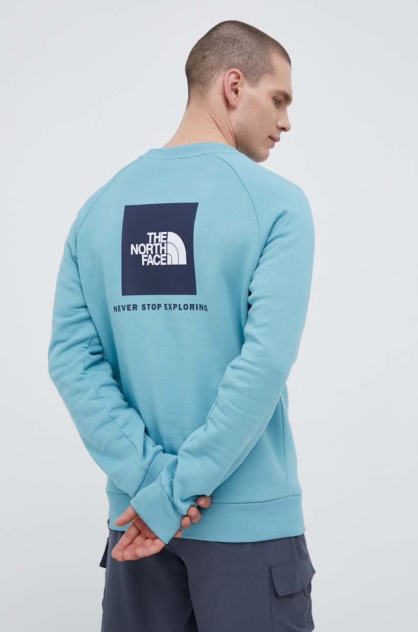 

Бавовняна кофта The North Face чоловіча колір бірюзовий з принтом