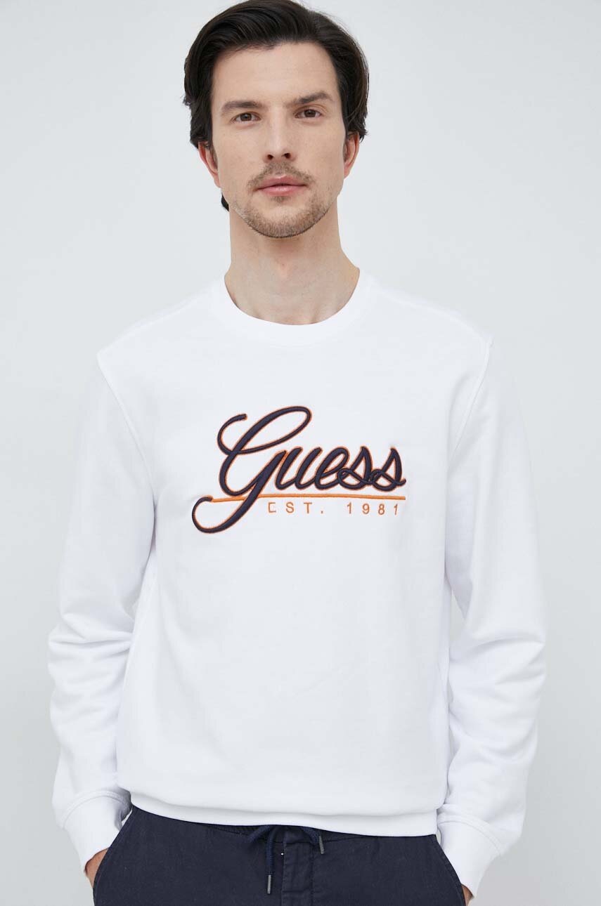

Кофта Guess мужская цвет белый с аппликацией