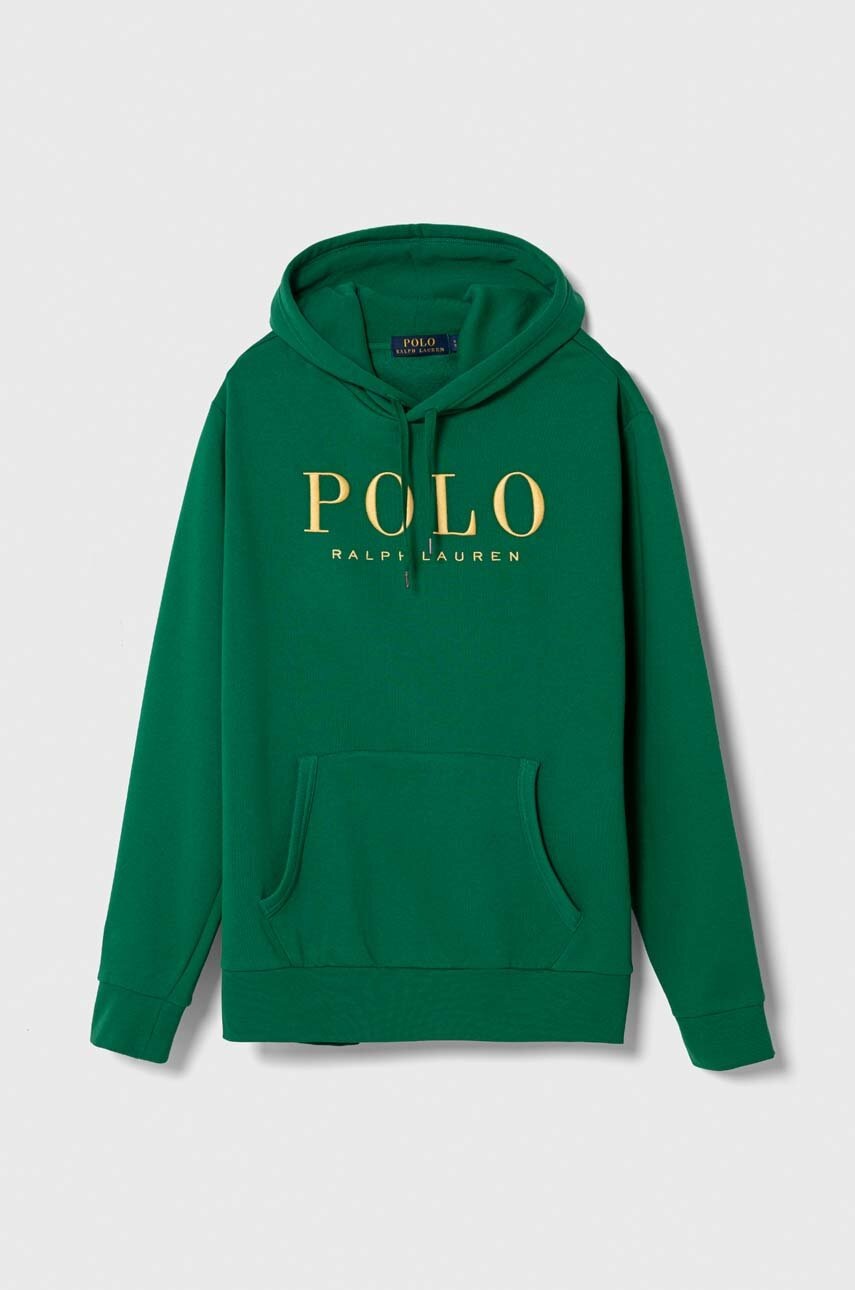 

Кофта Polo Ralph Lauren чоловіча колір зелений з капюшоном з аплікацією